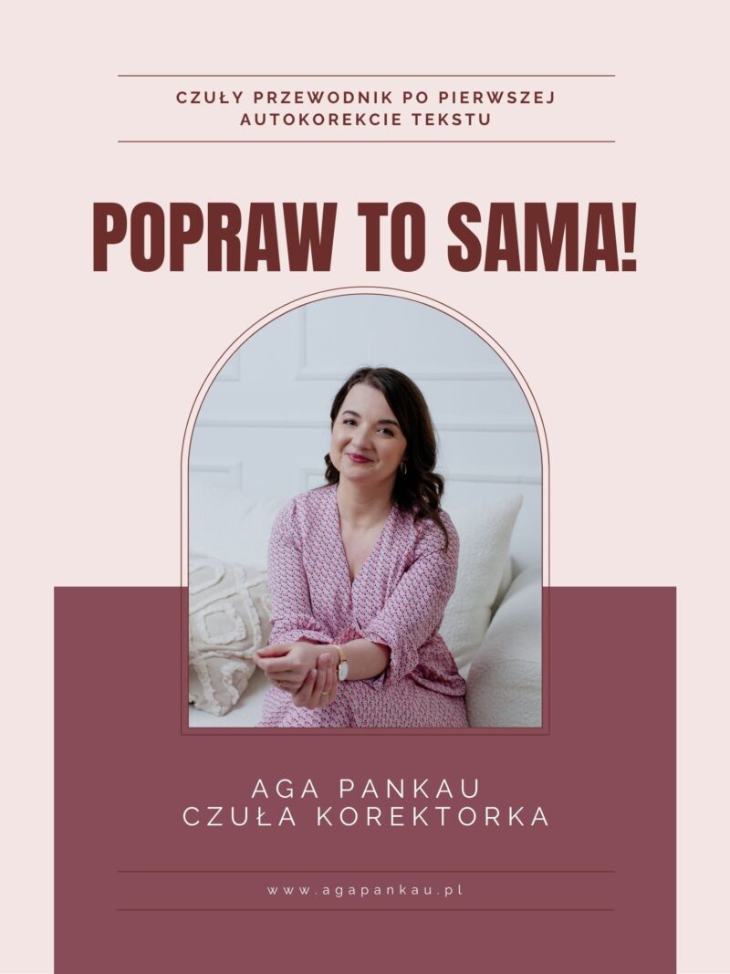 Okładka e-booka „Popraw to sama!” – autokorekta tekstu dla pisarek